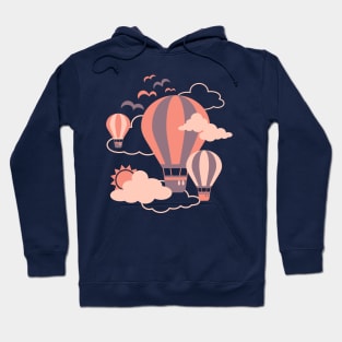 Riding Sunset Hot Air Balloon Illustration Hoodie